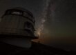 The Nordic Optical Telescope at night underneath the Milky Way