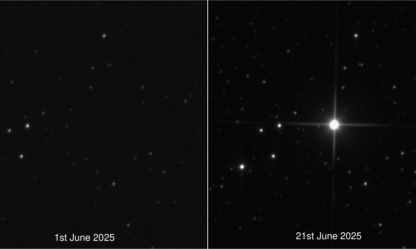 GOTO image of the location of Nova Lupi 2025 before and after explosion